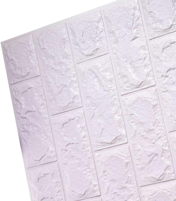 3D White Brick Wall Sticker – Waterproof, Self-Adhesive Wallpaper (6 Piece)