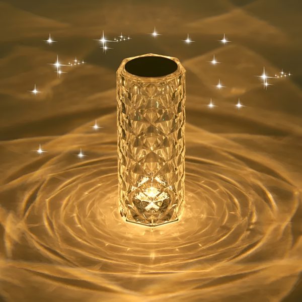 16-Color LED Diamond Rose Crystal Lamp – Touch & Remote Control Bedside Lamp