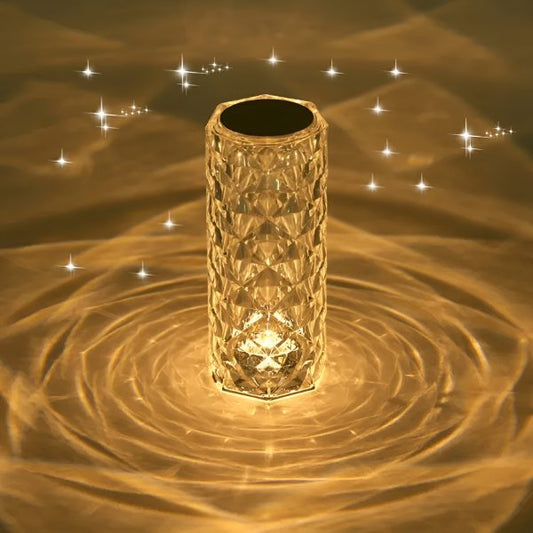 16-Color LED Diamond Rose Crystal Lamp – Touch & Remote Control Bedside Lamp