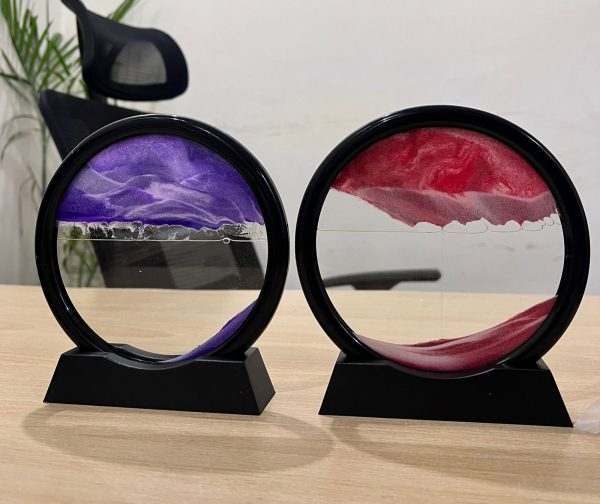 Moving Sand Art 3D – 6-Inch Sandscape Hourglass with Metal Stand | Home Decor Showpiece