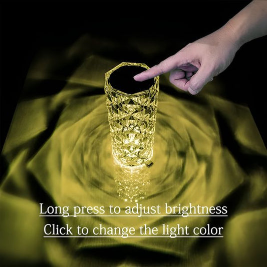 16-Color LED Diamond Rose Crystal Lamp – Touch & Remote Control Bedside Lamp